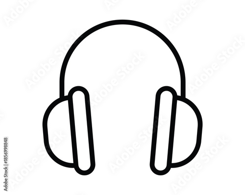 Minimalist Black Line Drawing of Over-Ear Headphones on White Background