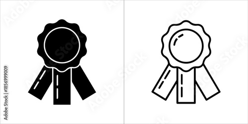 Matching trademark sign vector icons with modern line art outline and bold solid silhouette design
