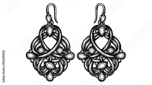 Ornate Silver Earrings with Pearl Details.