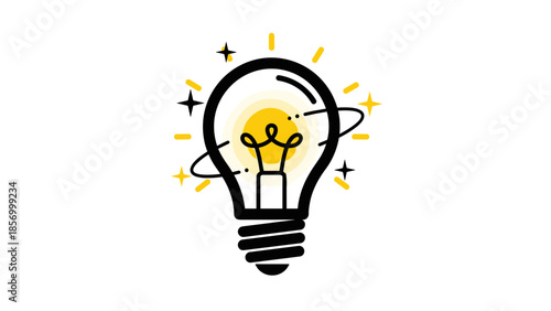 Simple Line Art Light Bulb Illustration.