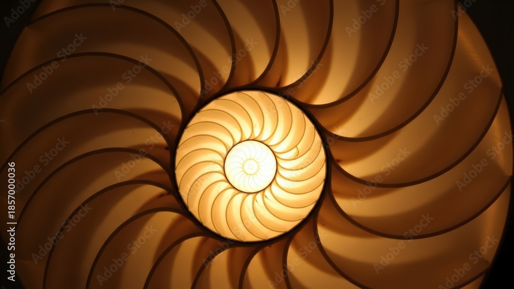 Obraz premium Warm spiral light fixture with golden glow and modern design