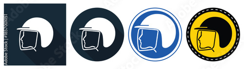 Various Helmet Icons in Different Color Schemes for Safety and Sports