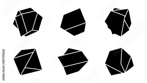 Geometric black shapes on white background abstract design elements