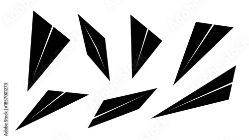 Abstract black triangle shapes on white background graphic design elements