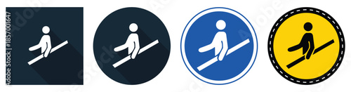 Set of Simple Icons Depicting People on a Balance Beam in Various Styles