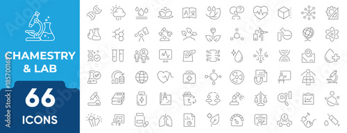 Science and Chemistry Laboratory Icon Set. Vector Icons for Education and Research.