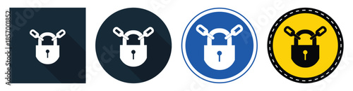 Collection of Iconic Lock Symbols with Varying Backgrounds and Colors
