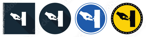 Hand Giving Gesture Icons Set on Four Different Backgrounds and Colors