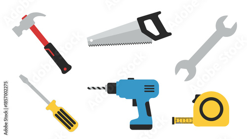 Set of various hand tools for construction and repair isolated