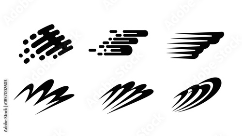 Black speed motion design elements on white background vector illustration