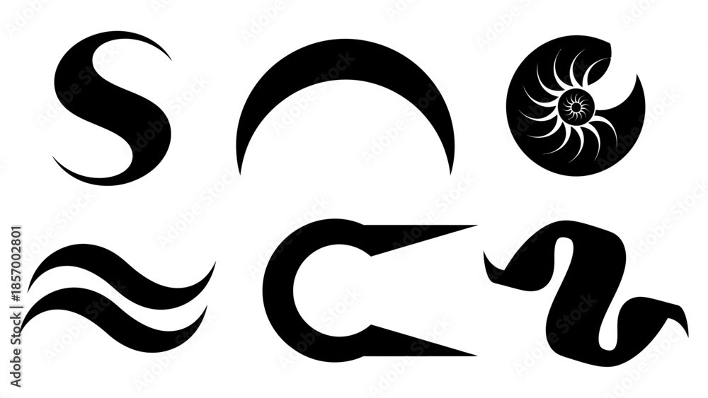 Obraz premium Abstract graphic shapes in black and white for design and illustration