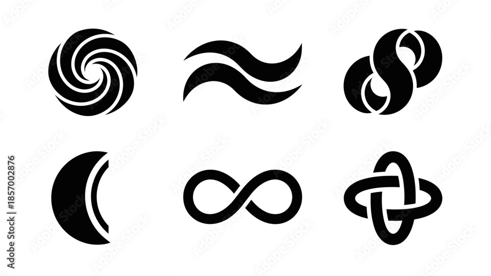 Obraz premium Abstract graphic elements diverse black and white shapes isolated