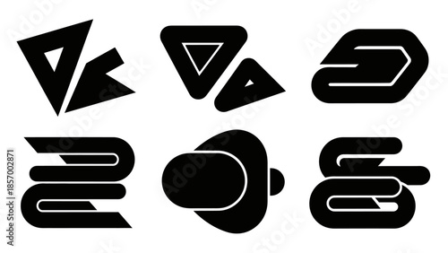 Abstract geometric shapes in black and white for design and illustration