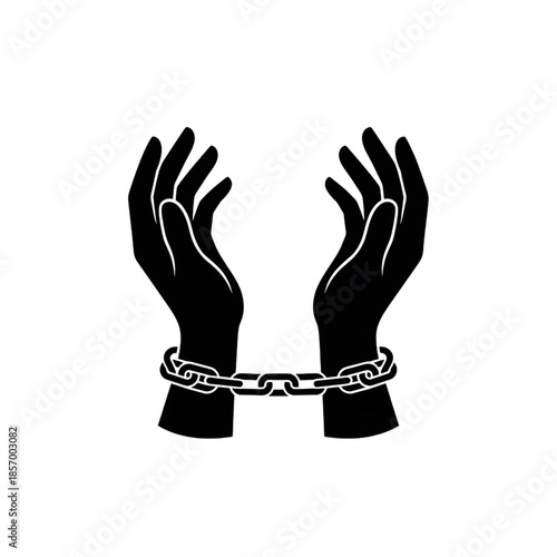 hands in chains icon silhouette concept of slavery imprisonment and lack of freedom