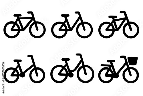 Different bicycle icons set simple design