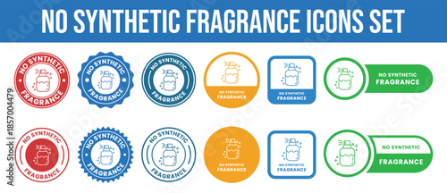 No Synthetic Fragrance Icon Design Illustration, Synthetic Fragrance Free Label Sign Symbol in Black and White, Natural Cosmetic Packaging Badge, Clean Beauty Skincare Logo, Allergy Safe Product Mark