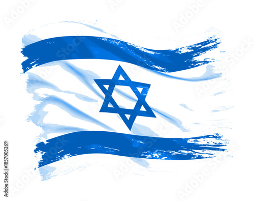 nation flag of israel - paintbrush style (artwork 2)