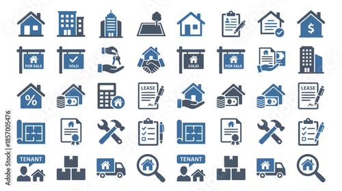 Real Estate Icons Collection, Business, Digital Graphics, Modern Design, Vector Format