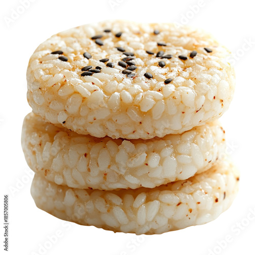 Stack of rice crackers isolated on transparent background