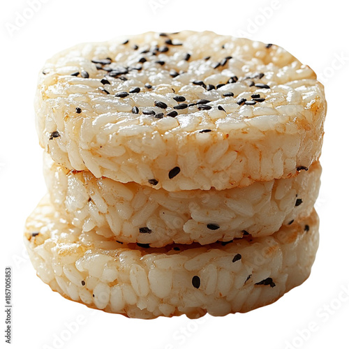 Stack of rice crackers isolated on transparent background