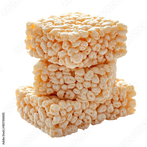 Stack of rice krispies treats isolated on transparent background