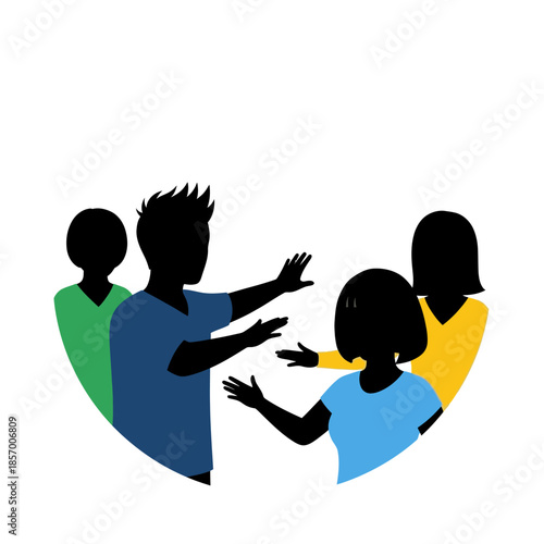 Diverse group of people in silhouette, interacting and connecting