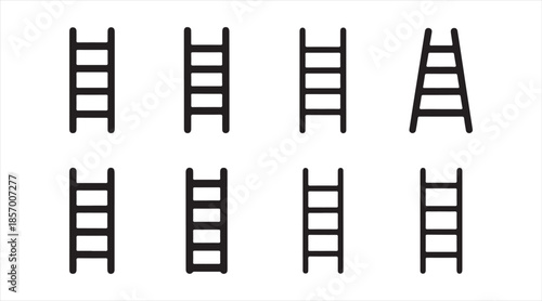 Vector ladder icon pack — step and straight ladder silhouettes for construction and household use