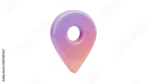 Gradient location pin PNG isolated on transparent background, map pointer icon for navigation and travel apps