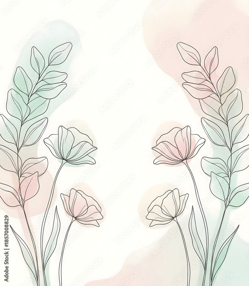 Obraz premium Floral invitation background design in white background. HD wallpaper.