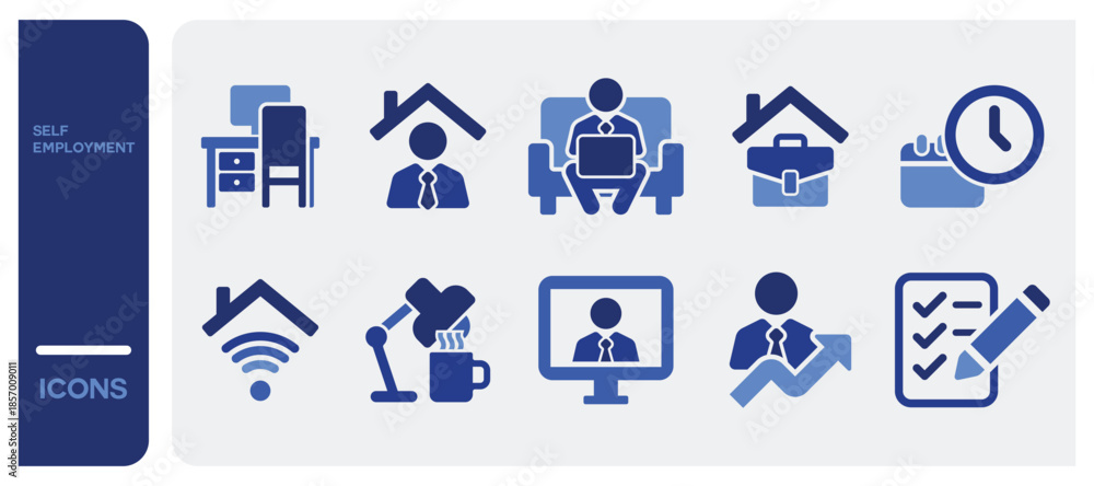 Fototapeta premium Set of self employment, freelance work, vector icons