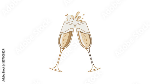 Two champagne glasses clinking in a celebratory toast.