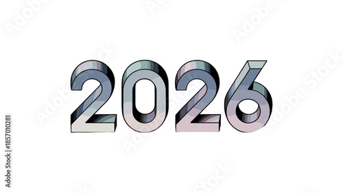 The year 2026 in bold 3D silver color.