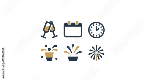 Collection of six celebration-themed icons, perfect for representing special occasions.