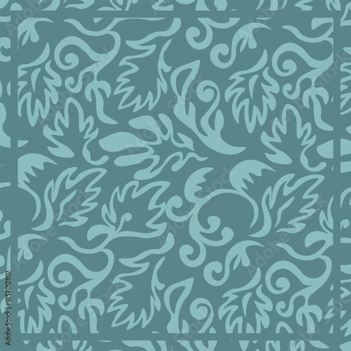 Print for kerchief, bandana, scarf, handkerchief, shawl, neck scarf. Squared pattern with ornament for fabric, textile, silk products. Paisley vector with abstract flowers. Floral folk tracery.