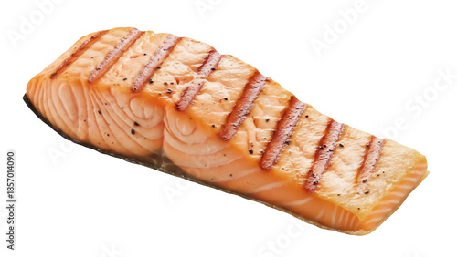 Fotografi Grilled salmon fillet isolated PNG on transparent background, delicious cooked f
