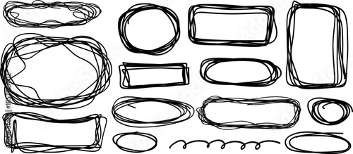 Scribble hand drawn frame set with expressive ink lines, adding raw handmade character and strong visual emphasis to designs.