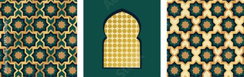 Ramadan Kareem. Islamic greeting card template with ramadan for design, poster, media banner.	
