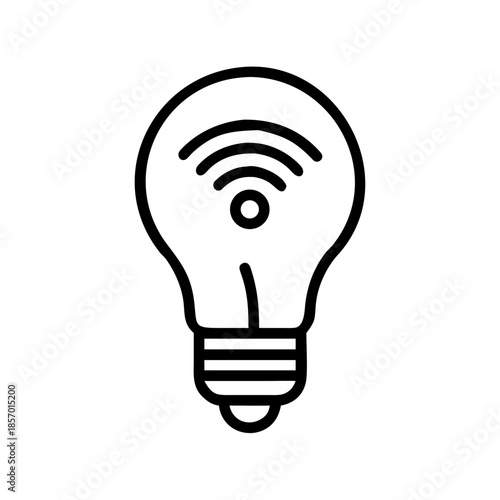 Minimal thin line smart bulb icon with wifi signal, concept of internet of things for website, app, modern technology. Black color vector icon vector illustration