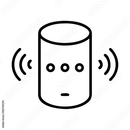 Minimal thin line voice assistant icon with sound wave signal. Modern artificial intelligence technology. Vector symbol for app, web design, interface vector illustration