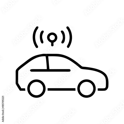 Car with voice assistant functionality symbol icon concept. Minimal thin line style vector illustration for application, website, infographic vector illustration