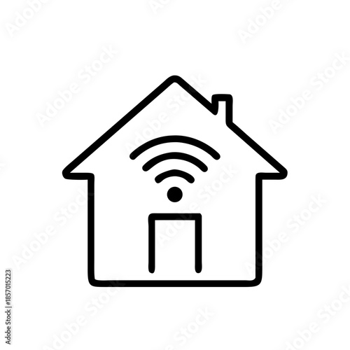 Minimal vector icon of smart home house with Wi-Fi symbol. Modern technology concept. Graphic for website design, mobile application vector illustration