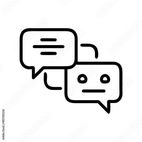 Modern geometric vector icon representing chatbot communication, AI assistance, online message, internet support, or conversation function