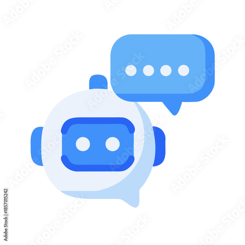 Minimal vector icon of a chatbot with speech bubble. Artificial intelligence chat bot support concept. Graphic for website UI element, app, computer vector illustration