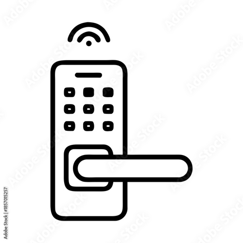 Smart door lock with digital keypad outline icon. Security, access control, home protection concept. Vector icon for app, web, interface, symbol