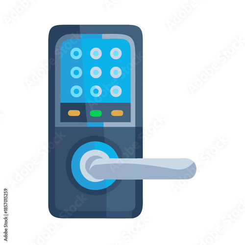 Smart door lock with digital keypad. Home security equipment concept. Flat style vector icon for app, web design, UI