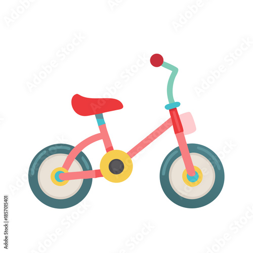 Flat abstract design of a kid bicycle for children toy, school, education, play, growth concept. Vector icon for app, banner