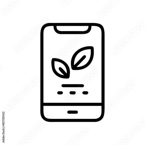 Flat vector icon zen home screen smartphone with leaf symbol. Digital detox, mindfulness, healthy habit concept for app, website design