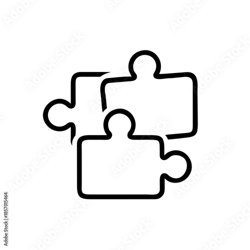 Flat vector symbol of educational puzzle toy for creativity, problem solving and team work concept. Puzzle game for design icon, app, website