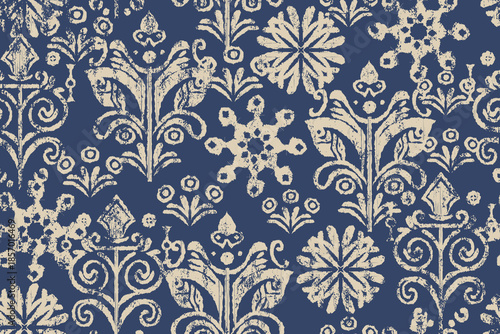 Ikat paisley embroidery on the fabric in Indonesia, India and Asian countries.geometric ethnic oriental seamless pattern.Aztec style. illustration. Design for texture, textile, clothing, wrapping