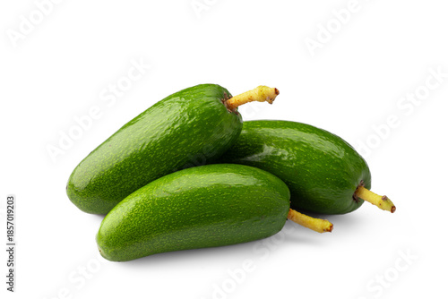 Ripe seedless mini avocado on white background
